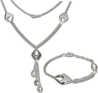 Produktbild von SilberDream Collier Armband Schmuck-Set für Damen Drop Silber matt SDS413