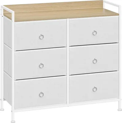 Produktbild von WOLTU Kommode mit 6 Stoffschubladen, Sideboard, Metallrahmen, Industrial Stil, Weiß