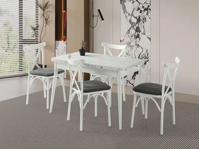 Obrázok produktu pre Skye Decor, kvalitný rozťahovací jedálenský stôl, 110-170 cm, biela farba, vzhľad mramoru | 100% melamín