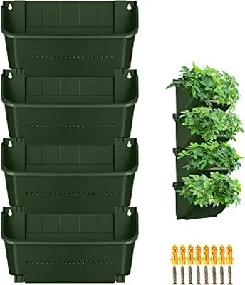Produktbild von CEIEVER Hängende vertikale Wandpflanze, Gartenpflanze 4 Taschen, montierter Beutel, Garten, Garten, Balkon, Heimdekoration
