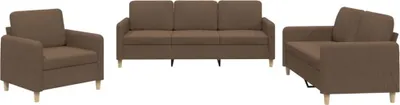 Produktbild von 3-tlg. Sofagarnitur mit Kissen Braun Stoff