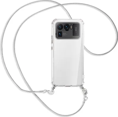 Produktbild von Handykette Backcover-Schutzhülle mit Band (Metall silberfarben) für Xiaomi Mi 11 Ultra - silberfarbene Kette Snake