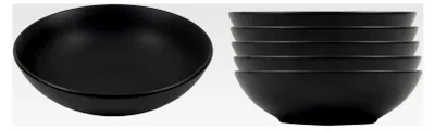 Produktbild von Suppenteller 20 cm schwarz matt - 6er Set - Porzellanteller tief für Suppe, Pasta, Salat, Müsli - Geschirrset für 6 Personen, spülmaschinenfest