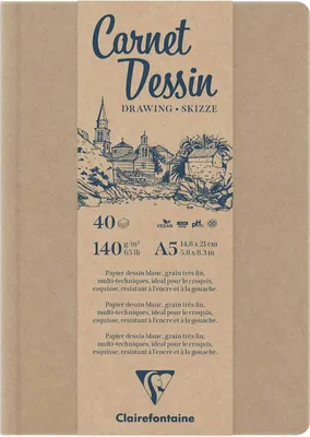 Obrázek produktu pro Clairefontaine Kraft Skicář 40 A5 140 g
