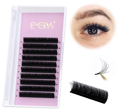 Produktbild von Selbstfächernde Wimpern 0,05mm D Curl 9mm 3D Volumen Wimpern Extensions Easy Fan Lashes Schwarz
