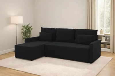 Zdjęcie produktu dla Narożnik KUBO L z funkcją spania 120x200, pojemnik na pościel, uniwersalny L/P, Malmo 96 antracytowy, 226 cm