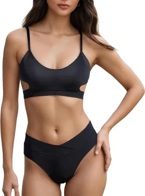 Produktbild von Damen Zweiteiliger Bikini Schlankmachend Bequem Schwarz S