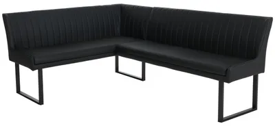 Produktbild von Eckbank MCW-O82, Esszimmerbank Bank, Kunstleder Metall 159x210cm schwarz