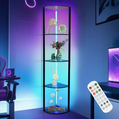 Produktbild von 160 cm – 5-stufige RGB-Vertikalfixierung, LED-Leuchtenregal für Wohnzimmer, steuerbar über Fernbedienung