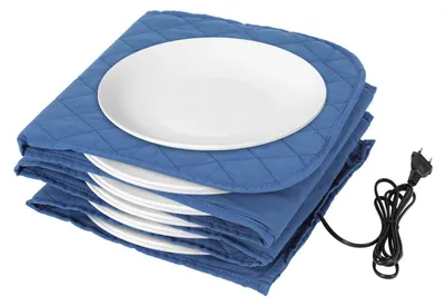 Image de Faziango XXL chauffe-assiettes électrique pour jusqu'à 12 assiettes de 32 cm de diamètre - protection thermique 200W Gastro Bleu