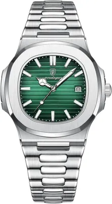 Produktbild von Herren Quarzuhr mit Edelstahlarmband Quadratisches Design, Leuchtzeiger, Datumsanzeige, 3ATM Wasserdicht Business Armbanduhr