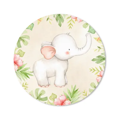 Produktbild von MuchoWow® Mauspad Mousepad Dschungel - Blumen - Elefant 30x30 cm - Mousepads - Maus Mat - Pad - Mausunterlage - Tischunterlage - Schreibtischmatten