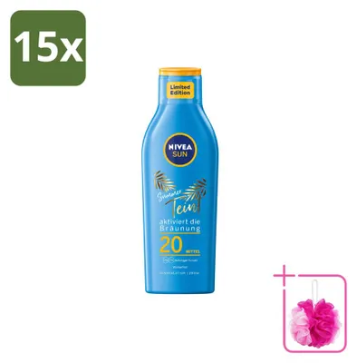 Zdjęcie produktu dla 15 sztuk NIVEA SUN Mleczko do opalania Sommerteint SPF 20 - 200 ml - Opakowanie ekonomiczne