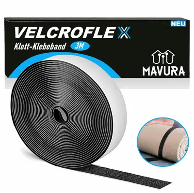 Immagine prodotto di Nastro con gancio e anello VELCROFLEX Nastro autoadesivo con gancio e anello extra forte Nastro adesivo nero