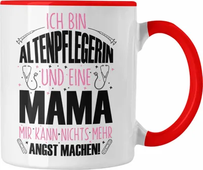Produktbild von Trendation -  Altenpflegerin Tasse Geschenkidee für Mutter Lustiger Spruch Geschenk Altenpflege Muttertag  (Rot)