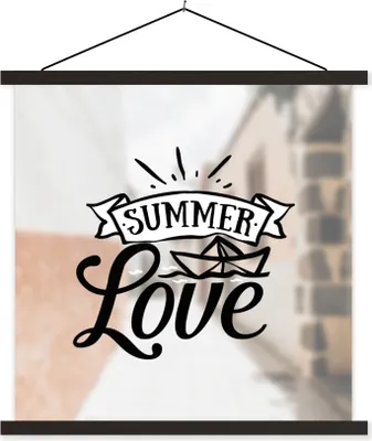 Produktbild von MuchoWow® Textilposter Sommer - Zitat - Schwarz 40x40 cm mit schwarzem Rahmen - Fotos