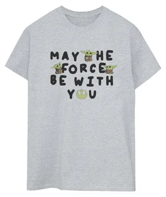 Produktbild von Star Wars - "The Mandalorian May The Force Be With You" T-Shirt für Damen BI46010 (L) (Grau)