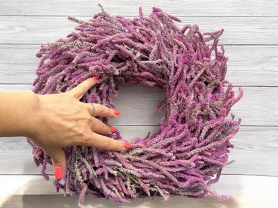 Produktbild von Limonium Kranz 40 cm – Handgemachter Trockenblumenkranz in Violett | Naturkranz für Wand, Tür & Tisch | Dekokranz aus Statice