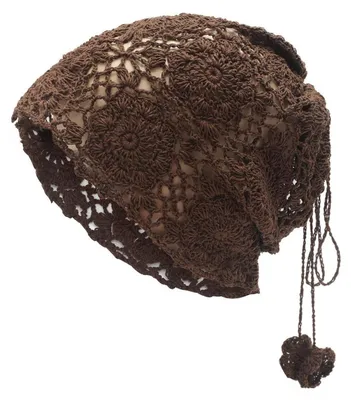 Produktbild von Strickmütze Damen Häkelmütze Slouch Beanie Einheitsgröße Pferdeschwanz Braun Baumwolle