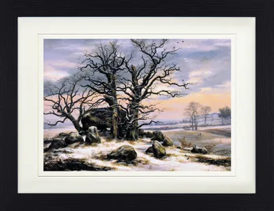 Produktbild von Johan Christian Dahl Gerahmtes Bild Mit Edlem Passepartout | Wand-Bilder | Im Bilderrahmen - Hünengrab Nahe Vordingborg Im Winter, 1824-25 (30 x 40 cm)