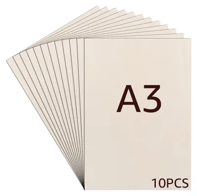 Obrázok produktu pre 10 kusov brezovej preglejky formátu A3, drevená doska 420 x 300 x 4 mm, vhodná pre DIY projekty