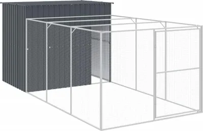 Obrázek produktu pro vidaXL Psí bouda s výběhem Antracit 214x457x181cm Pozinkovaná ocel
