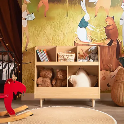 DREAMADE 4-stöckiges Kinderbücherregal Aus Holz, Kinderregal Mit