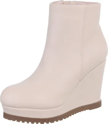 Produktbild von Ital-Design Damen Stiefeletten High-Heel Stiefeletten Keilstiefeletten Leicht gefüttert Lederoptik Plateaustiefeletten 87108858 Beige Gr.  40