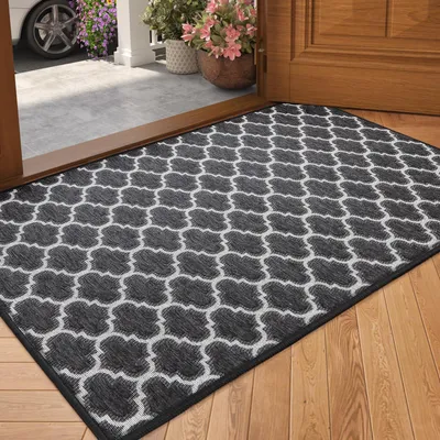 Obrázek produktu pro Podlahová rohož - Vstupní rohož - Zachycuje nečistoty - Protiskluzová a savá - 44 x 76 cm - Černá
