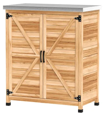 Productafbeelding van Outsunny tuinkast met plantentafel, houten tuinhuisje met werkblad