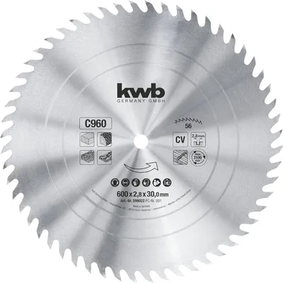 Produktbild von kwb Kreissägeblatt 600 x 30 mm, Germany, grober schneller Schnitt, Sägeblatt geeignet für Brennholz und Schalungen