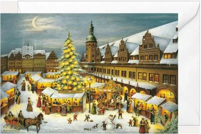 Produktbild von Weihnachtsklappkarte Leipzig Weihnachtsmarkt mit Umschlag, 11,5x17cm
