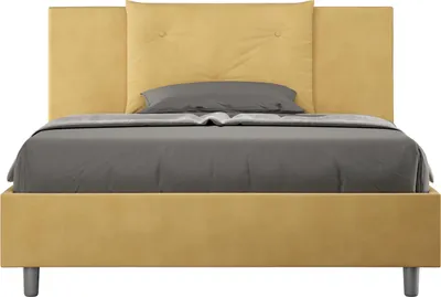 Produktbild von ITYHOME - Gepolstertes Bett mit Lattenrost 140x200 mit Mikrofaserbezug Ocker Appia