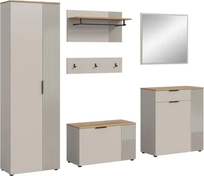 Produktbild von xonox.home Slide Garderobenkombination (B/H/T: 250x190x36 cm) in Kaschmir  Nachbildung und Kaschmir  Nachbildung