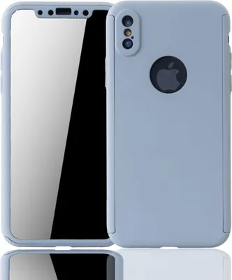 Produktbild von Handyhülle Schutzhülle für Apple iPhone XS Full Case Cover Displayschutz 360 Grau