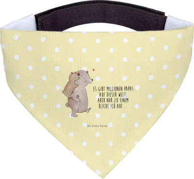 Produktbild von Mr. & Mrs. Panda Halstuch Hund Papa Bär - Gelb Pastell - Geschenk, Hundehalstuch, Vatertag, Tuch, Geburtstag, Muttertag, Hunde, Für