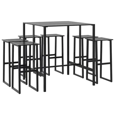 Produktbild von vidaXL 7-tlg. Gartenbar-Set Schwarz Pulverbeschichteter Stahl