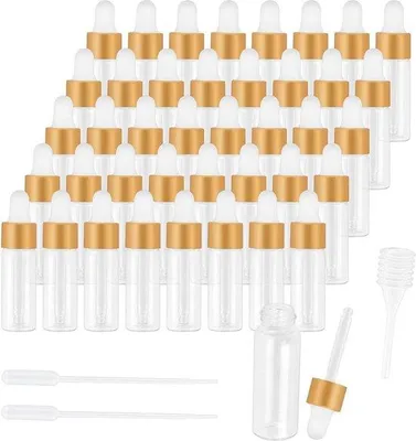 Image de 40 mini-flacons compte-gouttes, 5 ml, en verre transparent avec pipette compte-gouttes