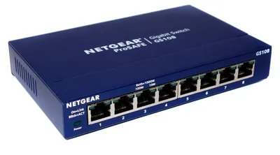 Produktbild von Netgear GS108, ungemanaged, 1000BASE-T, 100BASE-TX, 10BASE-T, 4000 Eintragungen, 1 Gbit/Sek, Ethernet, Fast Ethernet, Gigabit Ethernet, IEEE 802.3i, IEEE 802.3u, IEEE 802.3ab