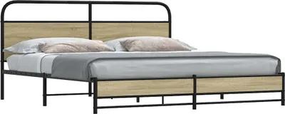 Image de Lit métallique sans matelas Chêne Sonoma 180x200 cm
