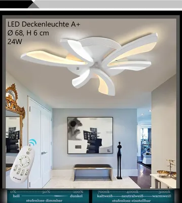 Produktbild von XW062white -3 LED Deckenleuchte mit Fernbedienung Lichtfarbe/ Helligkeit einstellbar Acryl-Schirm weiß lackierter Metallrahmen Modernes Design