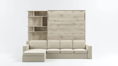 Zdjęcie produktu dla Półkotapczan pionowy "Invento Nova 160V" (160x200) dąb naturalnyz narożnikiem boucle