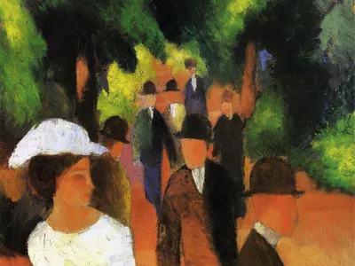 Produktbild von August Macke Kunstdruck Bild - Promenade Mit Weißem Mädchen In Halbfigur, 1914 (80 x 60 cm)