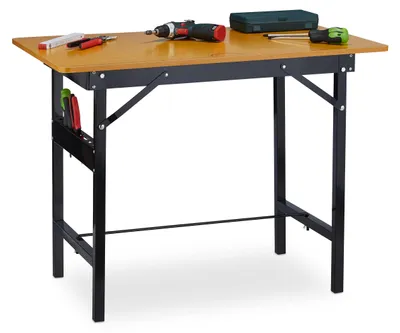 Klappbare Werkbank 76x100x60 cm, bis 100 kg belastbar, natur/schwarz