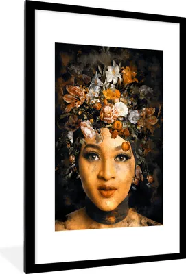Produktbild von MuchoWow® MuchoWow® Gerahmtes Poster Frau - Lehm - Flora 60x90 cm - Poster mit zchwarzem Bilderrahmen - Dekoration - Wandposter Wohnzimmer - Hochwertig