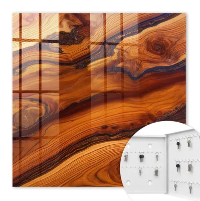 Produktbild von Metall Schlüsselkasten 30 x 30 cm - weißer Schlüsselschrank zur Wandmontage - wandhängende Schlüsselbox mit Tür - rechts öffnend - Schlüsselaufbewahrung für Flur - Büro - Arbeitszimmer - Werkstatt - Garage - Holzessenz