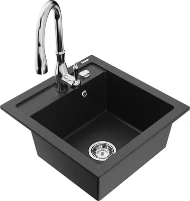 Produktbild von Mexen Vito 1-Becken-Granit-Spüle mit Mischbatterie Savita, Schwarz/Silbermetallic - 6503-73-672601-00