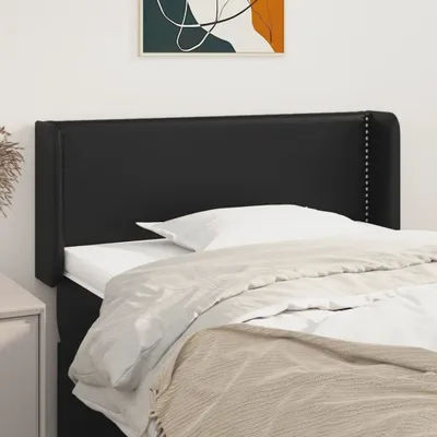 Produktbild von The Living Store Kopfteil mit Ohren Schwarz 93x16x78/88 cm Kunstleder