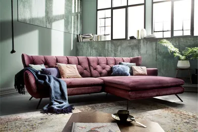 Produktbild von KAWOLA Ecksofa CHARME Sofa mit Longchair rechts Velvet purple