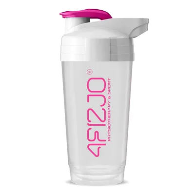 Produktbild von 4FIZJO Sport Shaker 700 ml, BPA frei, auslaufsicher, PP Kunststoff, weiß-rosa